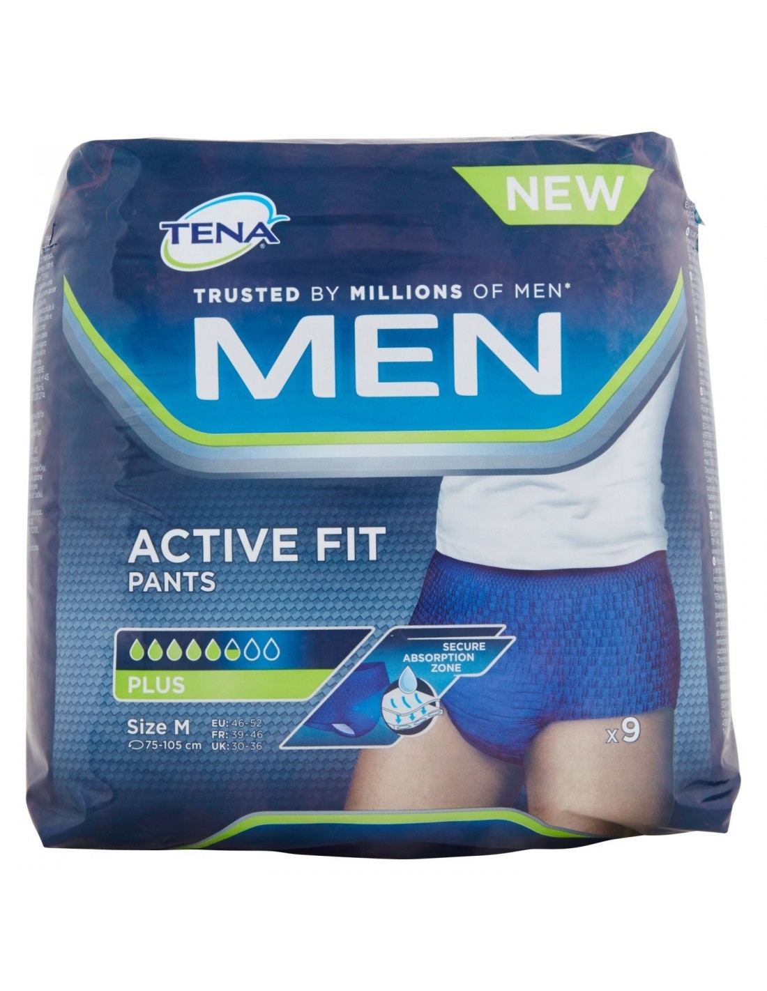 TENA MAN ACTIVE FIT BLU - Misura S/M - confezione da 72 pezzi